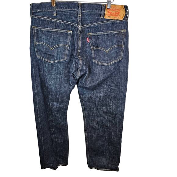 Levi's 501 Jeans Men Size 40x32 Straight Leg Button Fly Dark Blue Wash Denim EUC - Picture 2 of 6